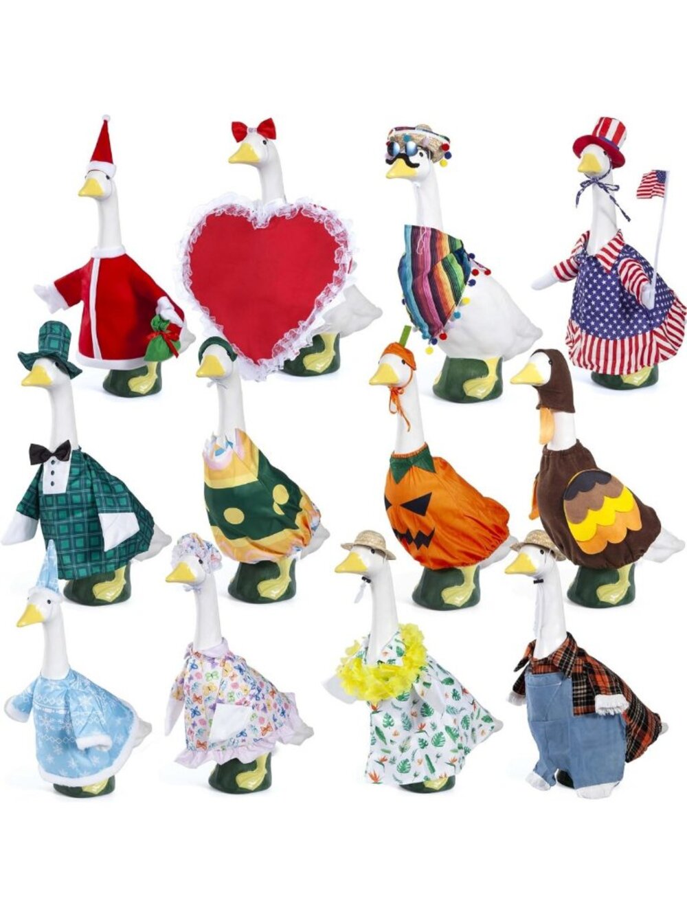 12 Holiday Goose Outfits for 23" Porch Statue | Festive Yard Decor Sets